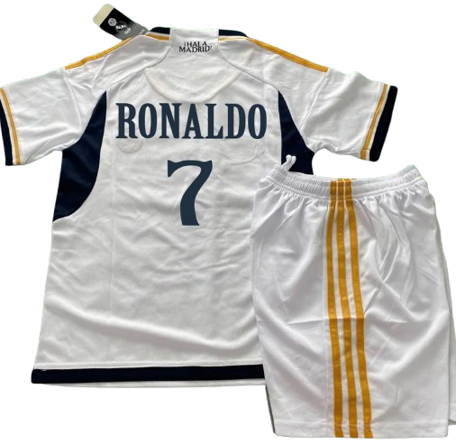 Kids Ronaldo #7 Real Madrid Uniform Kit Soccer Jersey