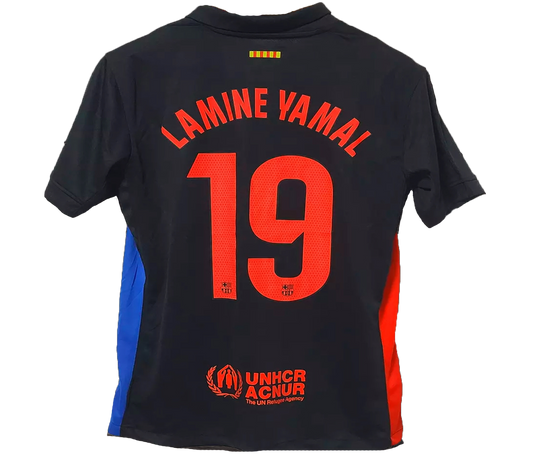 Barcelona Soccer Jersey Black Lamine Yamal #19 Adult