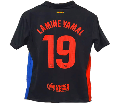 Kids Barcelona Soccer Jersey Black Uniform Kit Lamine Yamal #19