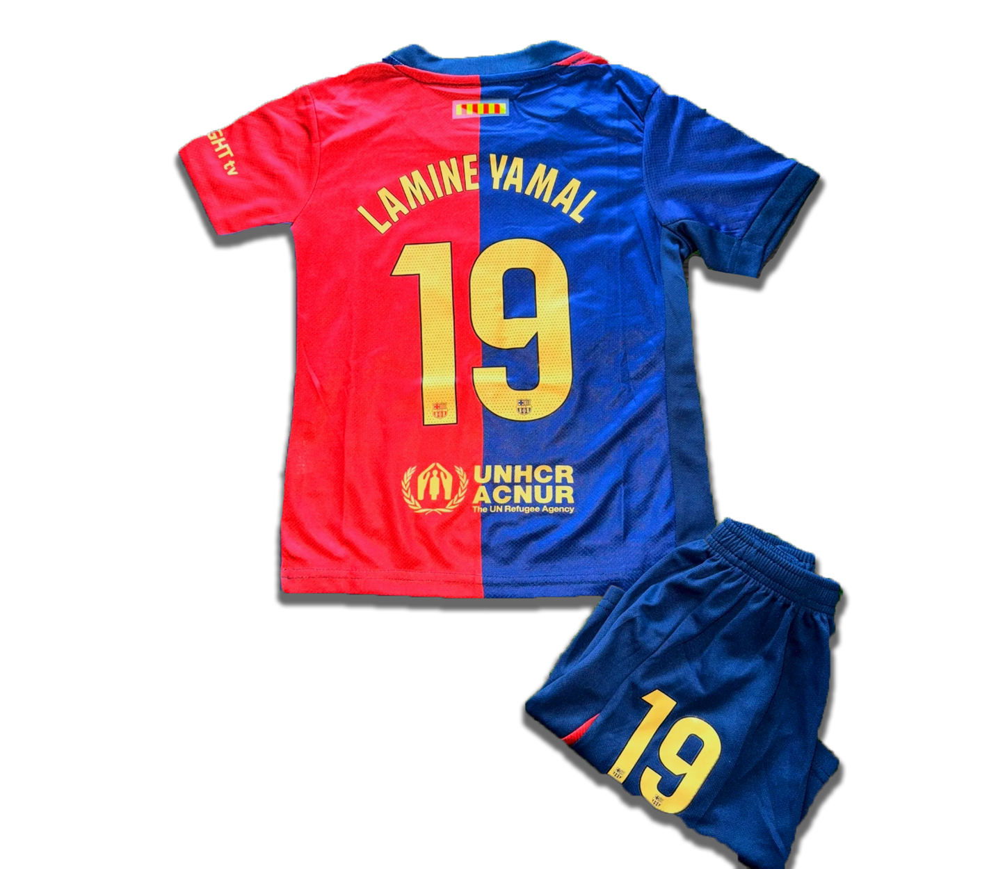 Kids Barcelona Soccer Jersey Uniform Kit Lamine Yamal #19