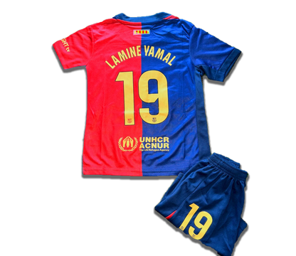 Kids Barcelona Soccer Jersey Uniform Kit Lamine Yamal #19